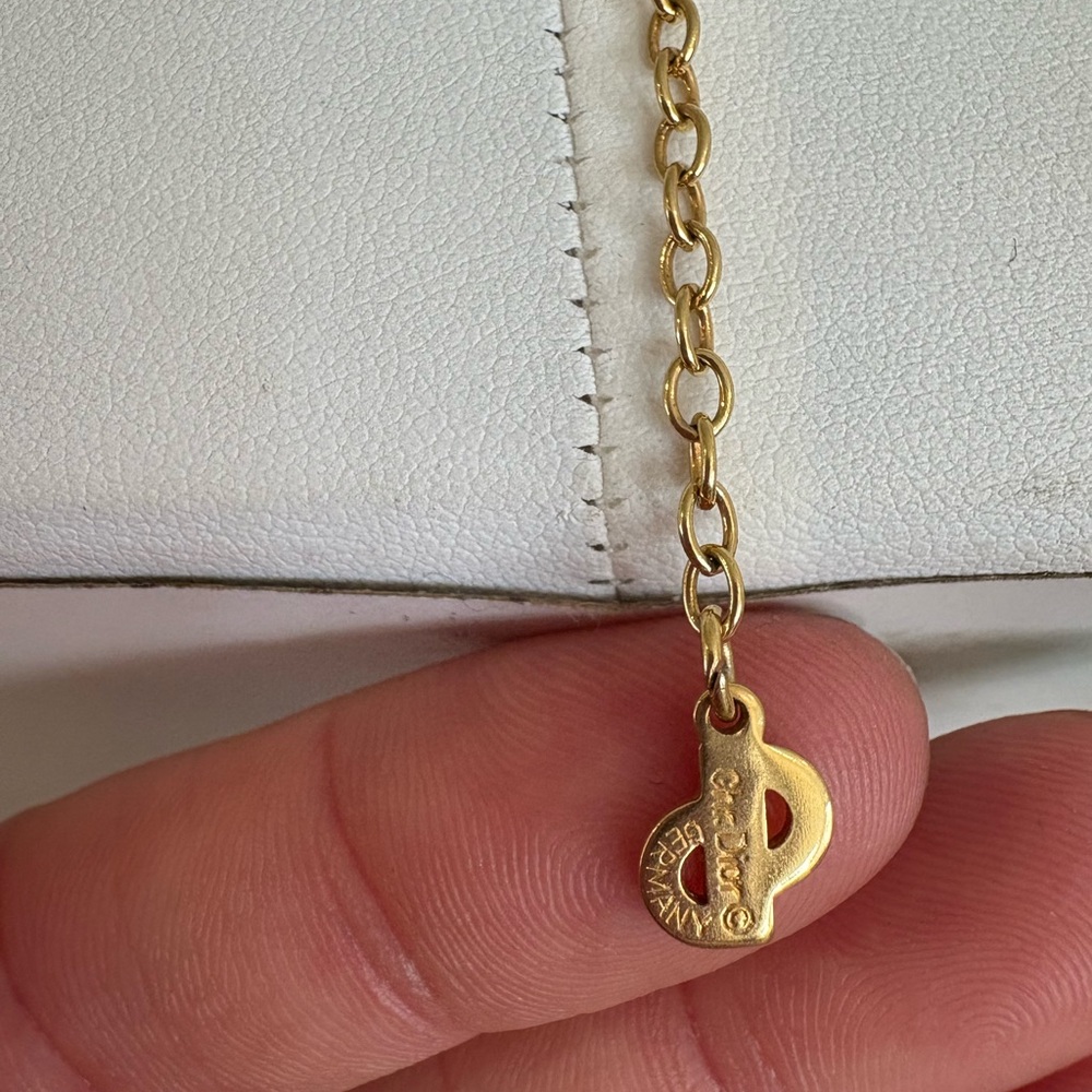 Christian Dior Vintage Gold Pendant Necklace with Clear Stone - Women Jewelry - Picture 8 of 13